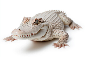 Fototapeta premium Albino alligator reptile showcasing exotic scales and teeth in the wild animal habitat