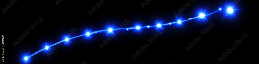 Poster dynamic neon path with shining points illustrating analytics and vision trends for business growth