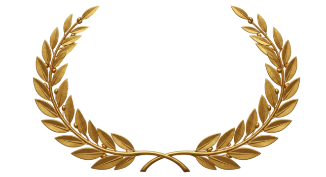 Golden Leaf Wreath Frame for Decoration or Award