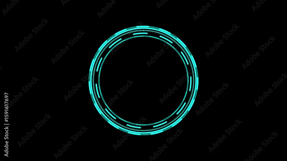 Poster futuristic hud circle rotation elements on a black background.