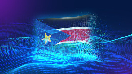 South Sudan A futuristic digital background merging with a national flag symbol, representing the...