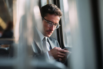 businessman in metro train