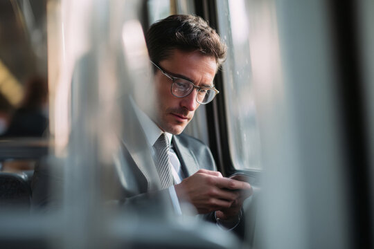 businessman in metro train