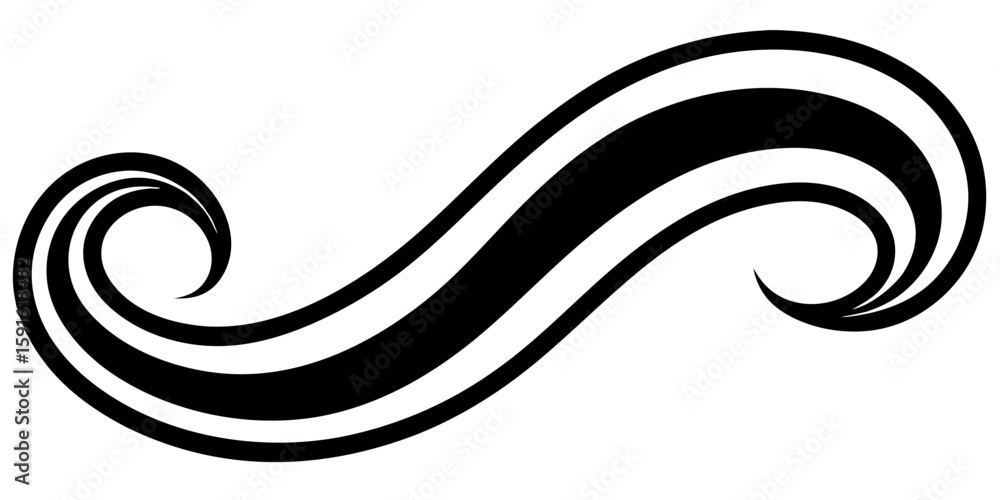 Aufkleber this sleek black flowing design features abstract wave lines with smooth curves and graceful loops, 