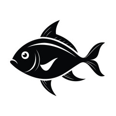 Fish Silhouette Vector on White Background – Minimal Marine Animal Icon