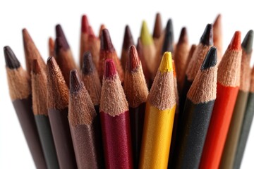 Close-up of many colored pencils
