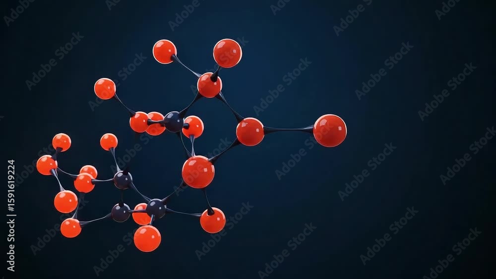 Aufkleber abstract molecular structure animation with spheres and lines on a dark blue background
