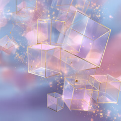 Abstract Isometric Glowing Cubes