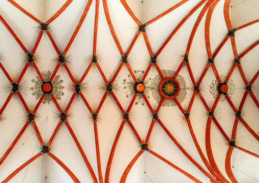 Beautiful vaulted ceiling of Saint Thomas Church, Saxony, Leipzig, Germany