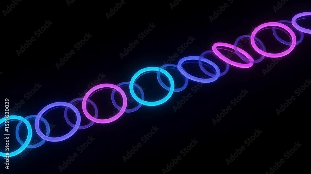 Poster abstract neon rings in vibrant pink and blue colors creating a dynamic visual effect on a dark backg