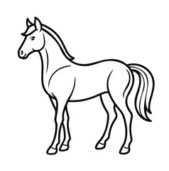Horse Outline Vector Illustration – Minimal Design on White Background