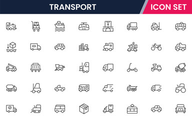Logistics vector web line icon collection, sleek illustrations of trucks, packages, warehouses, delivery for efficient, streamlined supply chain designs.