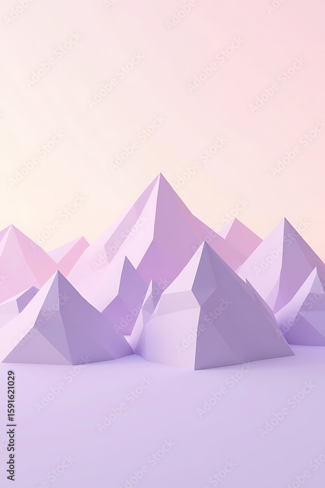 Aufkleber abstract geometric mountain range rendered with soft pastel colors and gradient background.