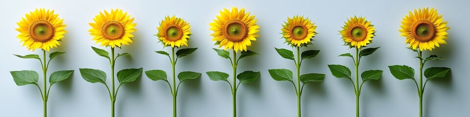 Fototapeta premium Vibrant sunflowers blooming under a clear blue sky, radiating warmth and joy in nature s beauty.
