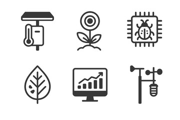 Innovative icons representing technology, nature, and data monitoring for environmental research and analysis