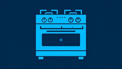 Fototapeta premium Blue kitchen stove icon. Simple appliance graphic
