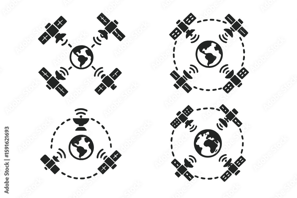 Aufkleber connectivity through satellites enables global communication and navigation systems for everyday use