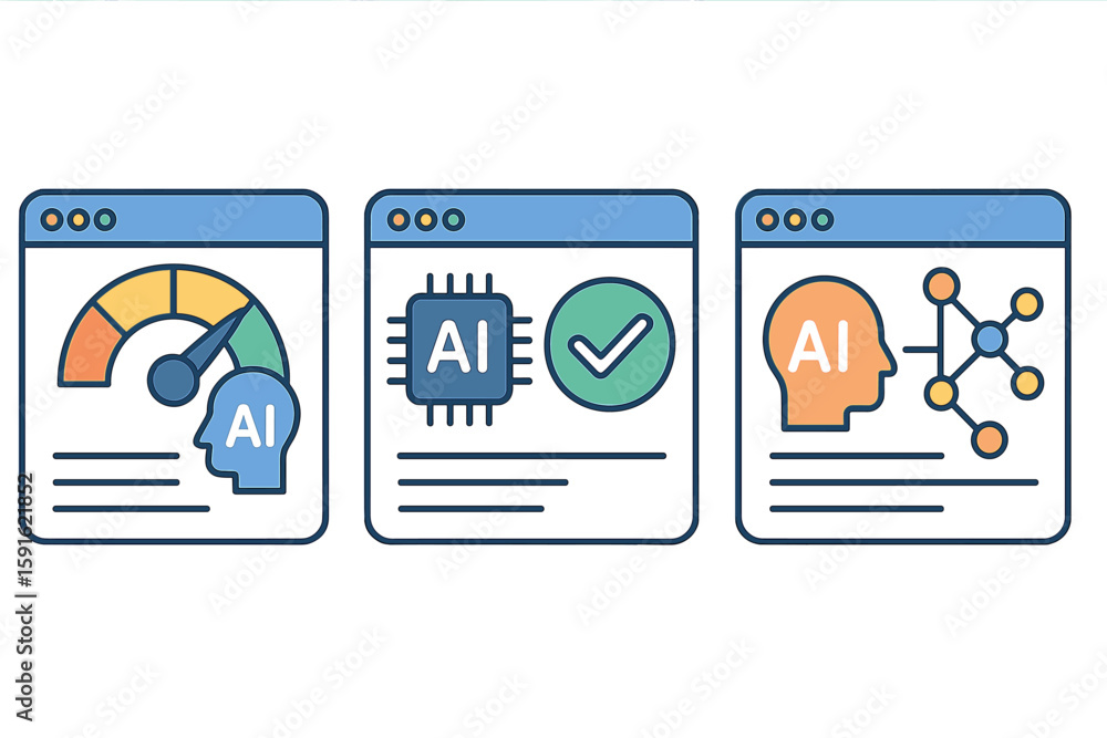 Poster ai technology dashboards showcasing performance metrics, validation checks, and analytical models du