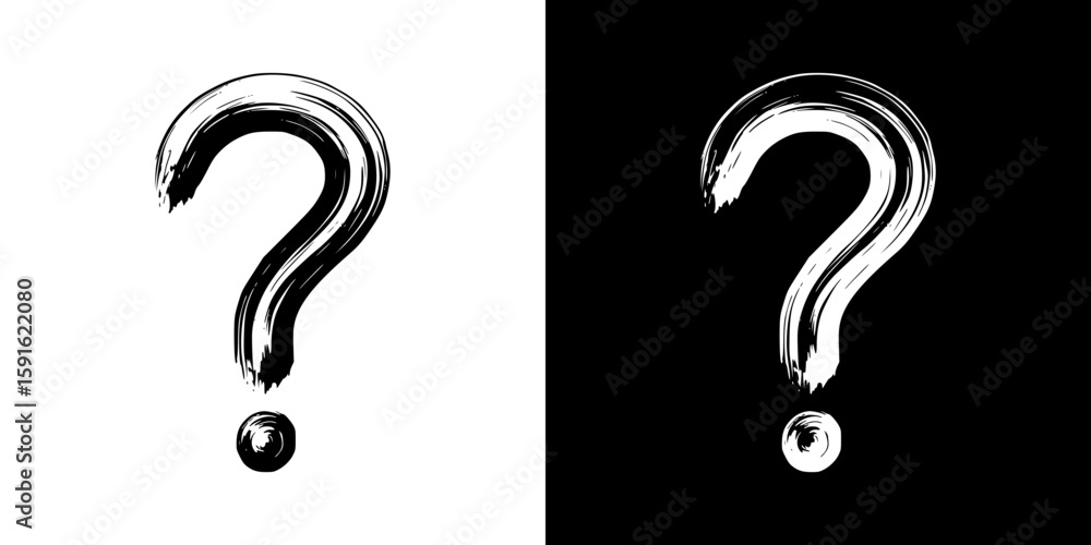 Poster isolated vector image of a pencil drawing question mark, isolated vector image, two design variants 