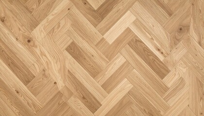 Light beige wooden parquet flooring with herringbone pattern