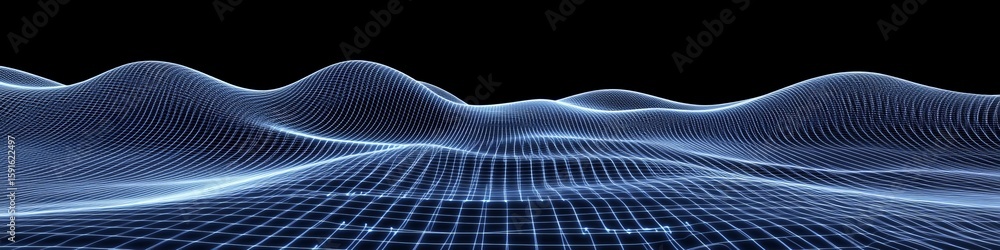 Aufkleber futuristic digital grid landscape depicting intricate connectivity and data flow in a modern network