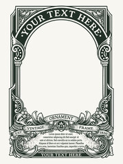 Illustration vintage engraving ornament frame. Perfect for certificates, invitations, or luxury branding.