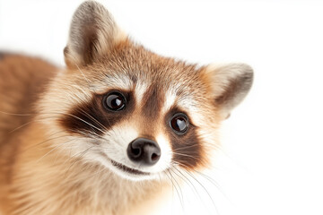 Fototapeta premium Adorable raccoon in the forest with curious eyes and fluffy fur in natural wildlife setting