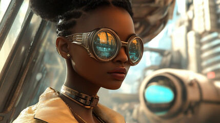 A woman futuristic science fiction futurism concept
