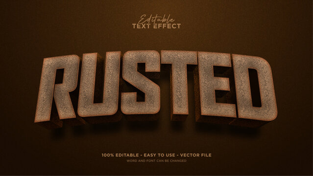 Editable rust 3d text effect, iron text effect template