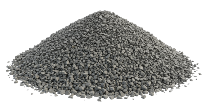 Pile of Gray Gravel Stones on White Background Construction Material