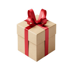 Fototapeta premium red gift box with ribbon isolated on a transparent background.