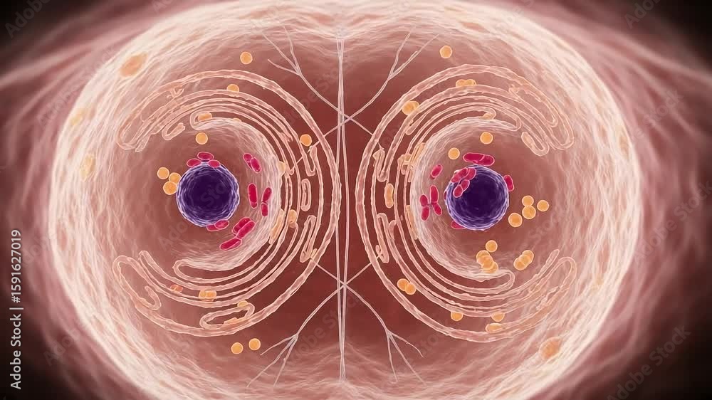 Aufkleber detailed 3d render of a dividing biological cell showing internal structure and cellular components