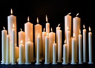 candles on a black background