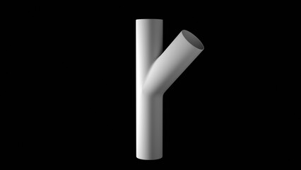 ホース継ぎ手の3Dイラスト、黒背景