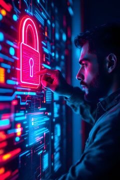 Cyber Security Professional Works on Data Encryption Program Code