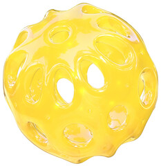 Yellow hollow texture sphere 3D gummy candy abstract shape