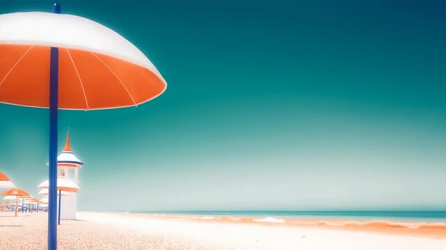 Beach umbrellas on a tranquil shore