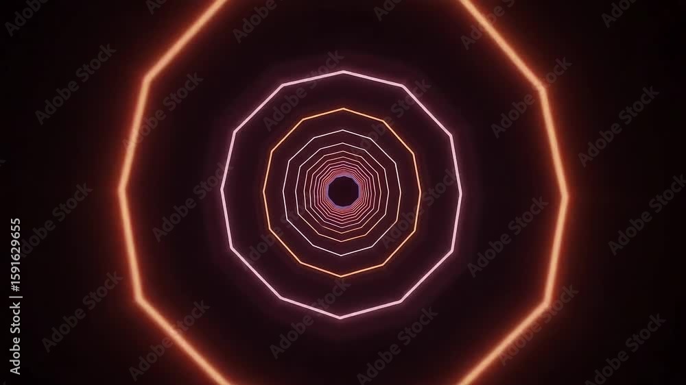 Poster abstract view of a glowing tunnel with concentric rings, creating a sense of depth and movement