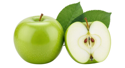 Isolated Green Apple and Slice