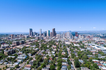 Aerial view of the Denver skyline