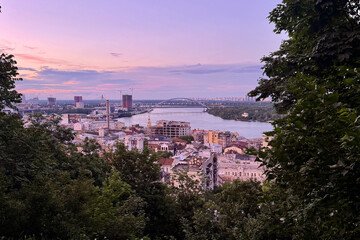 aerial view of Kyiv, Ukraine and Dnipro river