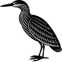 Minimalist Bittern Bird Silhouette Vector Art.