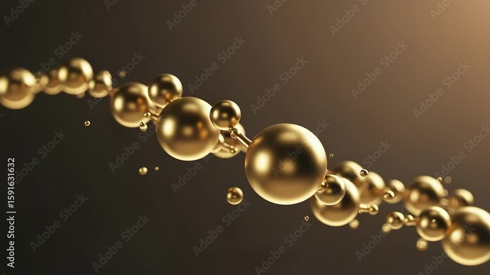Poster golden spheres floating against dark background creating a luxurious visual display