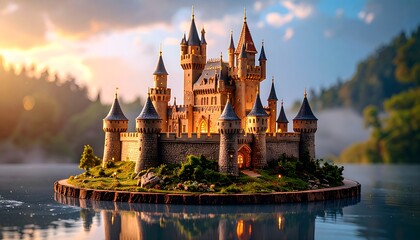 Fototapeta premium Fantasy castle on island