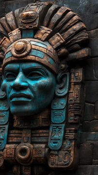 Ancient Aztec sculpture depicts the cultural artistry of a bygone era, showcasing detailed carvings that highlight Mesoamerican history.