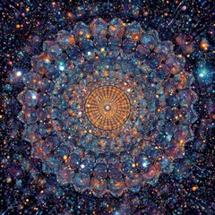 Abstract Mandala Design With Cosmic Colors