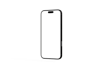 Sleek mobile device with isolated blank screen, on white background