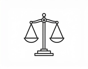 Balance Scales Line Art Icon on Isolated White Background
