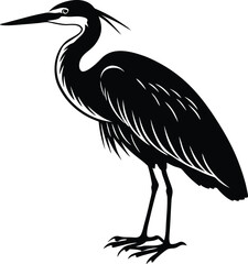 Minimalist Single Heron Bird Design.