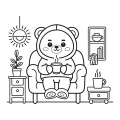 Cute kawaii Cozy Bear Bold & Easy Coloring pages, cute Cozy Bear coloring book, Cozy Bear coloring, cute Cozy Bear idea for kids, cute Cozy Bear art